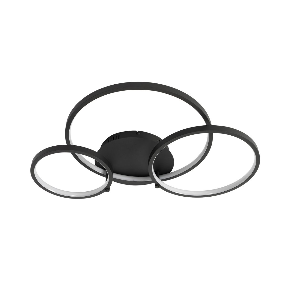 Smart plafondlamp zwart 3-lichts met afstandsbediening - Rondas