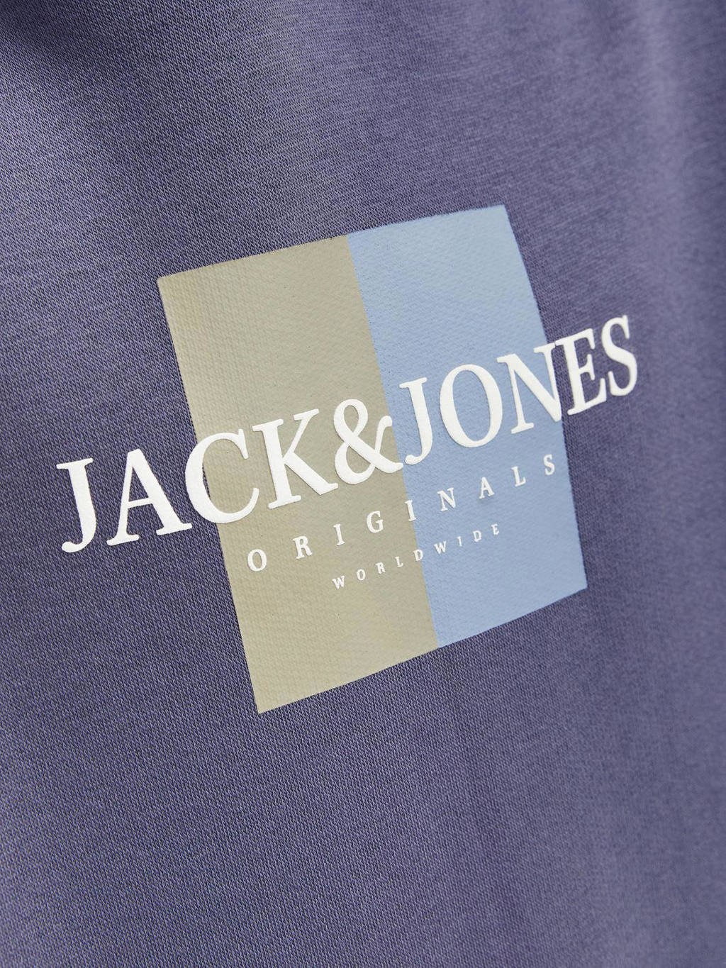 JACK & JONES hoodie JORFREDERIKSBERG met printopdruk middenblauw
