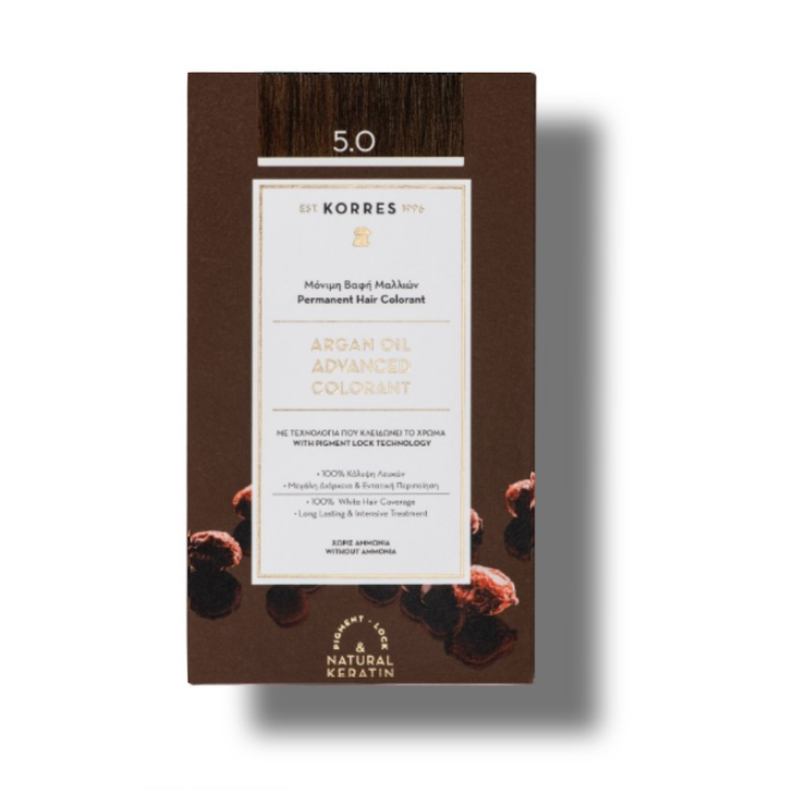 Korres coloration permanente huile d'Argan 5.0 Châtain Clair