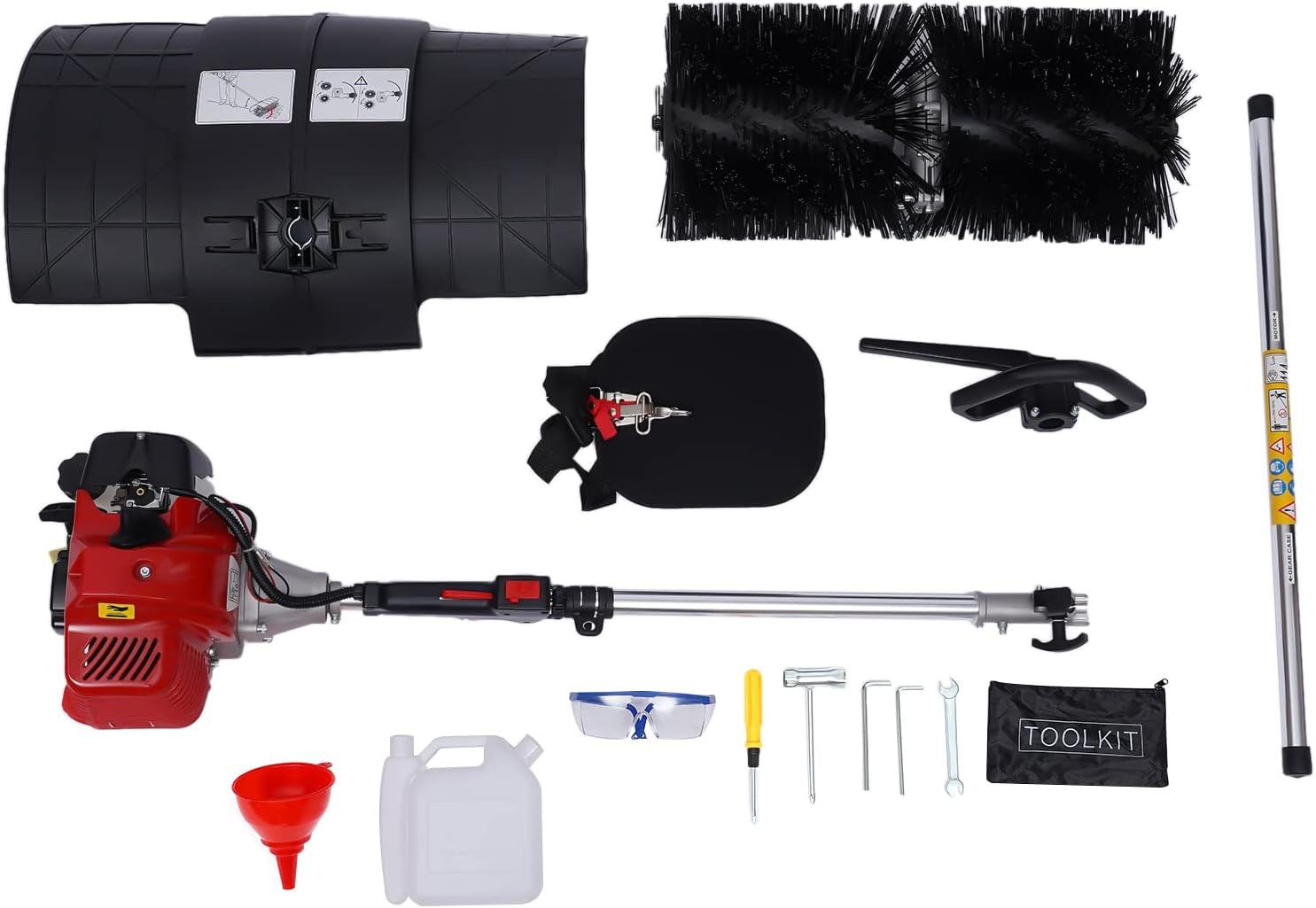Benzin Motorbesen Kehrmaschine Schneeschieber SchneeräUmer SchneefräSe MotorbüRste Benzinbetriebene Sweeper Handkehrmaschine Kehrbesen Mit Fahrgestell Air Cooled Motor EPA Engine Power Werkzeug