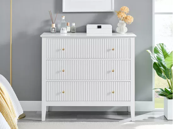 Commode 3 tiroirs en MDF - Blanc - NARIVA