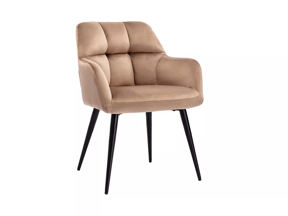 Lot de 2 chaises avec accoudoirs - Velours et métal - Beige - PEGA de Pascal MORABITO