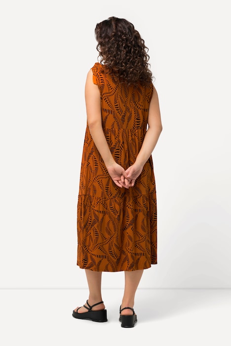 Jerseykleid, geraffter Ausschnitt, Rundhals, ärmellos