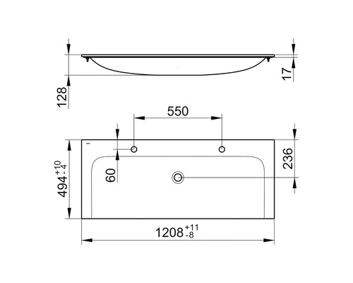 KEUCO Dubbele wastafel X-Line 120,8 x 49,4 cm wit glanzend 33180311202