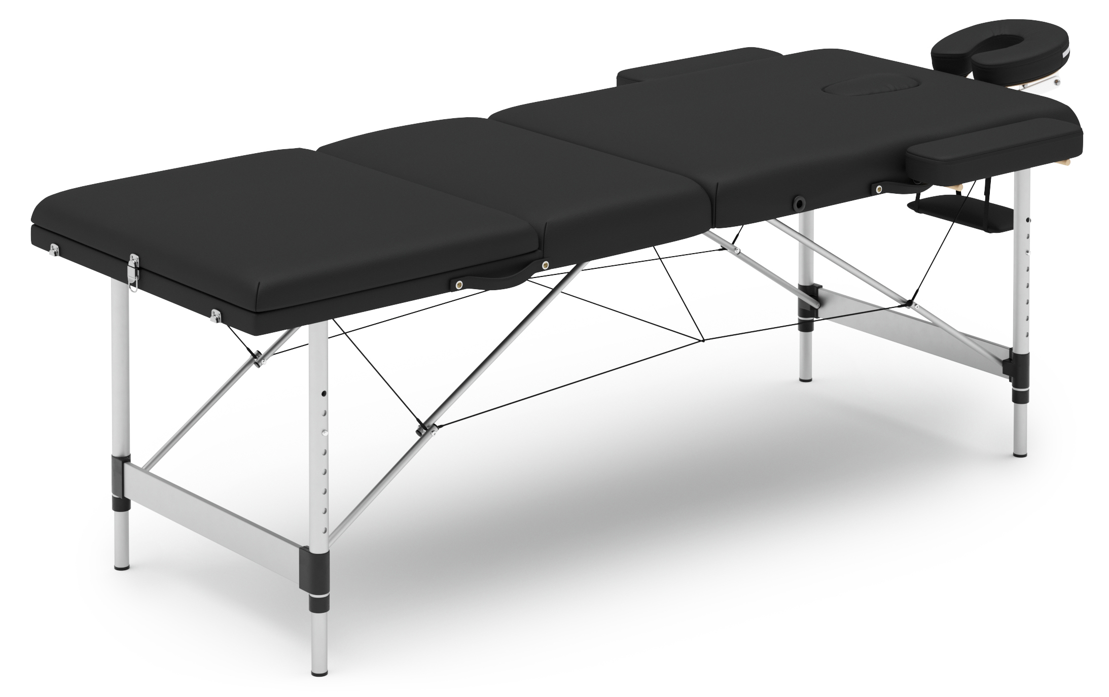 Massageliege 3-Zonen Alu schwarz