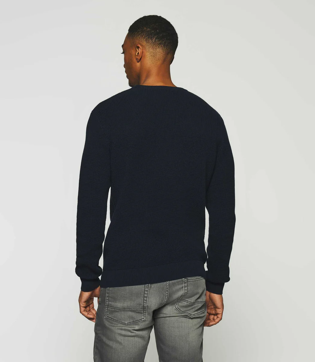Pull col rond en coton marine DJANGO