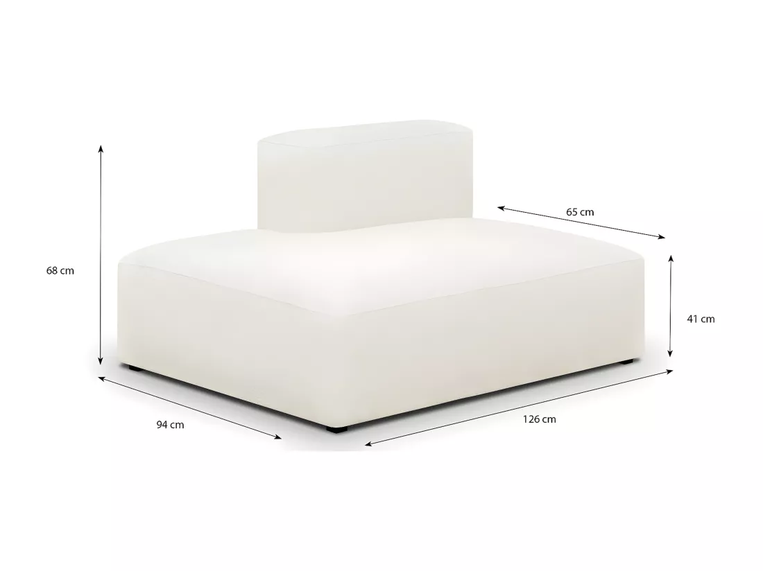 Module d'angle ouvert à gauche 2 places en tissu bouclette écru - Modulo