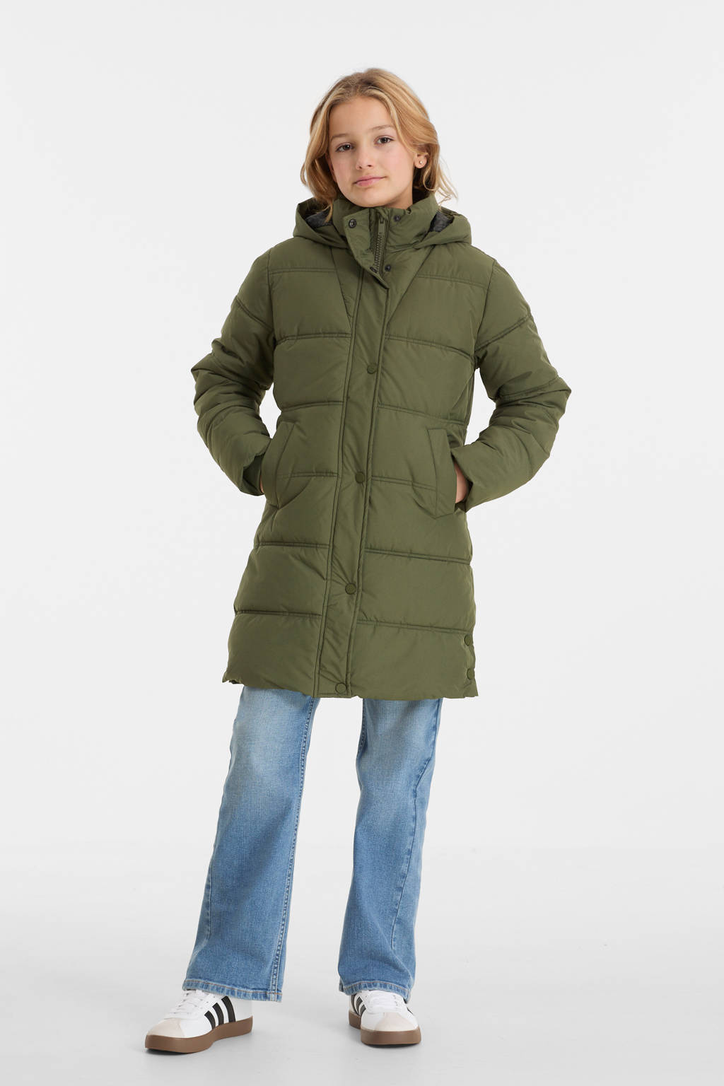 anytime gewatteerde winterjas khaki