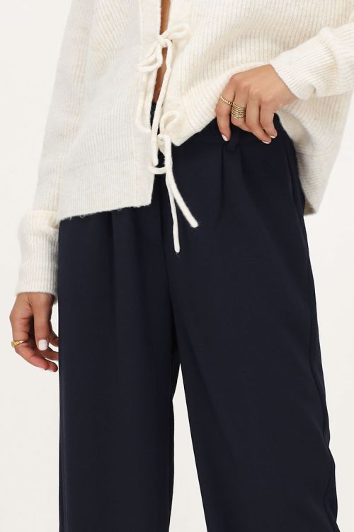 Donkerblauwe wide leg pantalon