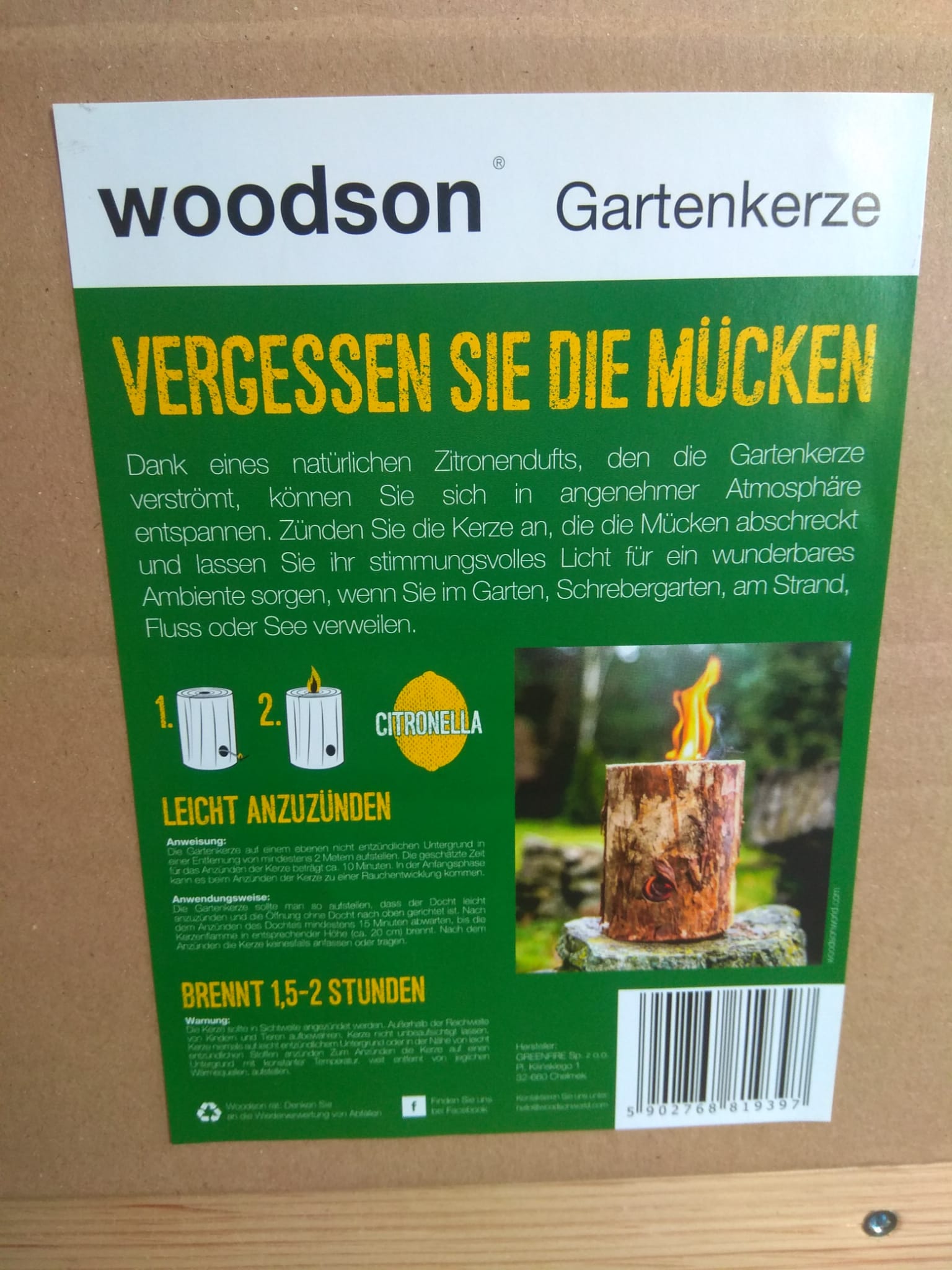 Woodson Citronella Schwedenfeuer 5 Stück Finnenfackel Baumfackeln