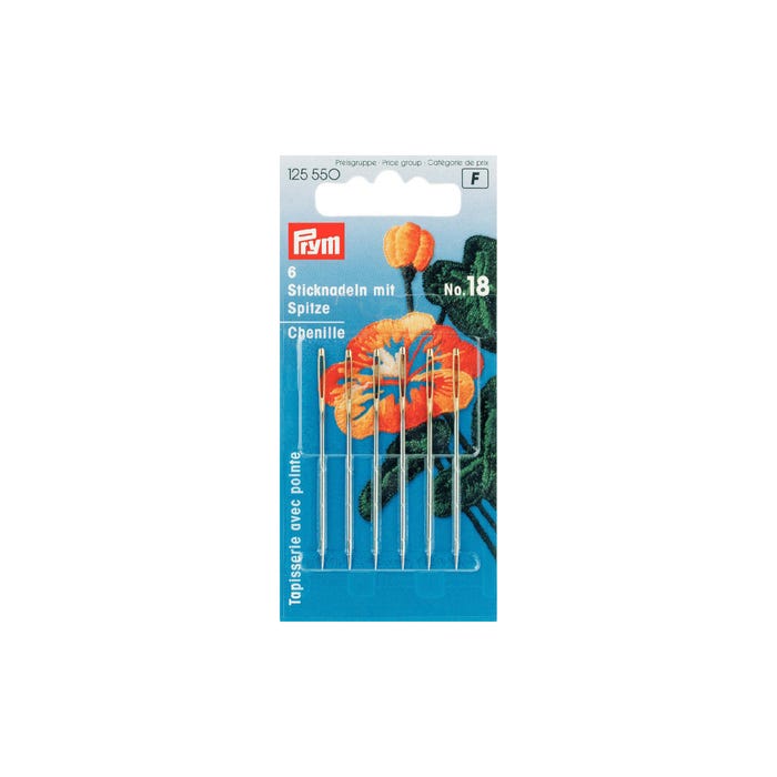 Prym-Borduurnaald n.18 met punt en goudkleurig oog