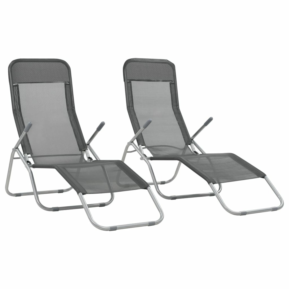 Chaises longues transat pliables 2 pices textilène anthracite
