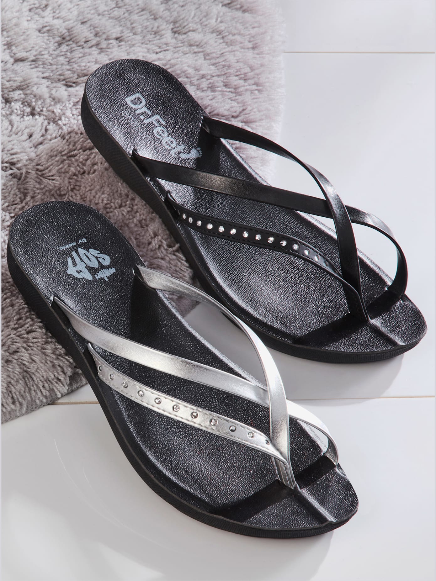Mules de bain jolies petites pierres en verre