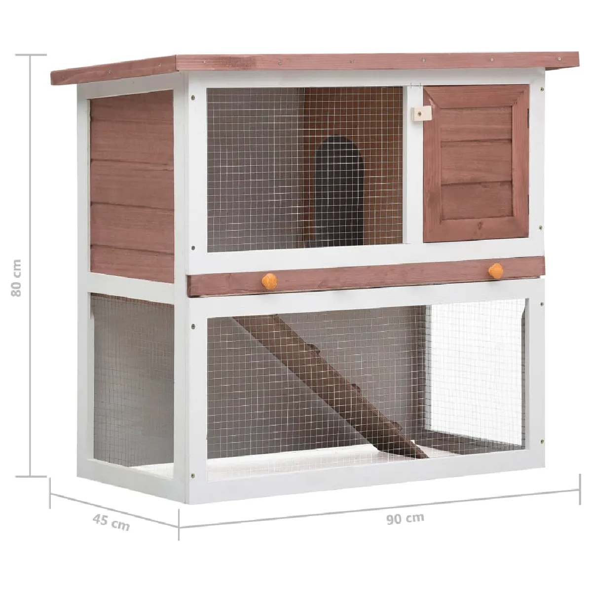 vidaXL Clapier extérieur - Marron - 1 porte