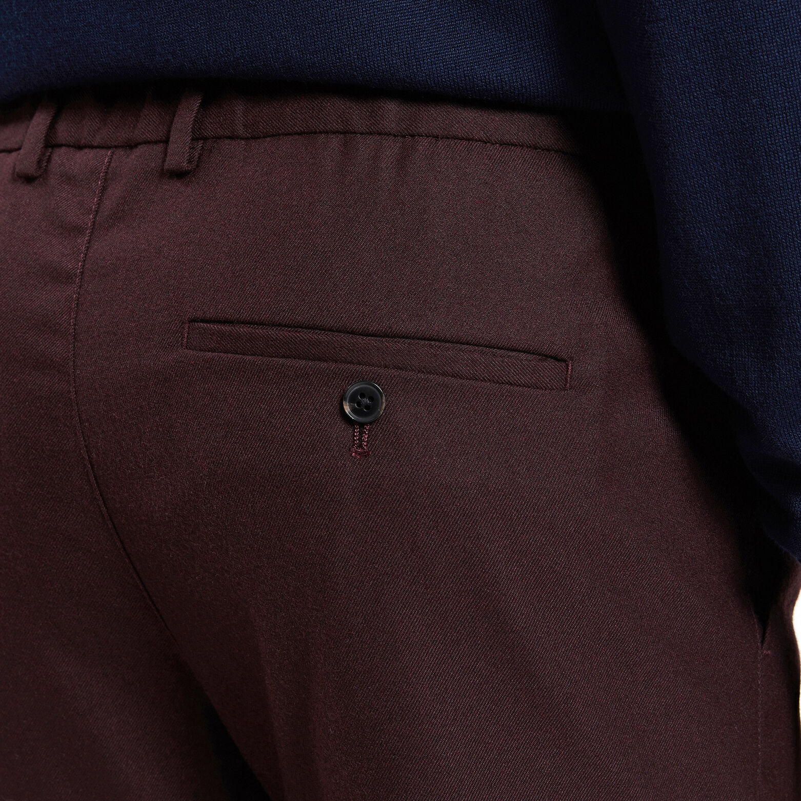 Pantalon chino slim effet flanelle Bordeaux