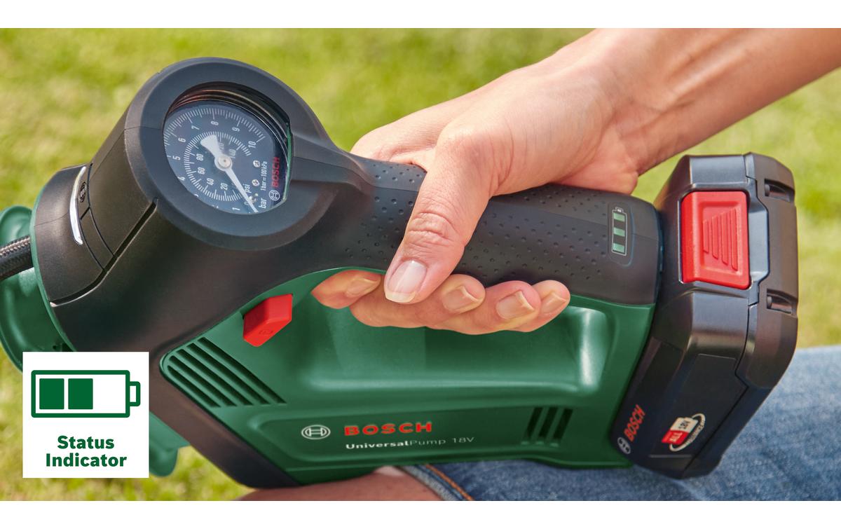 Akku-Druckluftpumpe UniversalPump 18 V SoloSchnelles Aufpumpen mit dem kraftvollen Akku-Kompressor von Bosch
