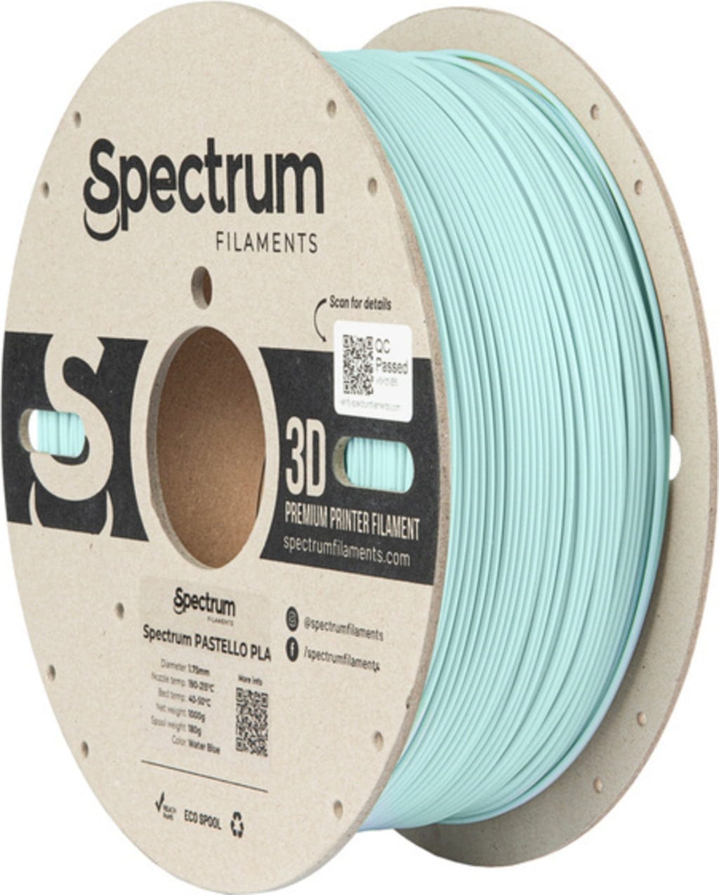 Spectrum  Pastello PLA Water Blue, 1,75 mm / 1000 g    Pastellfarbenes PLA in Water Blue