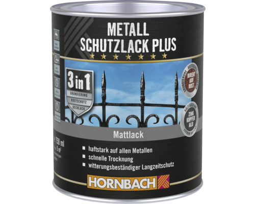 HORNBACH Metaalbeschermingslak Plus Mat Zwart 750 ml