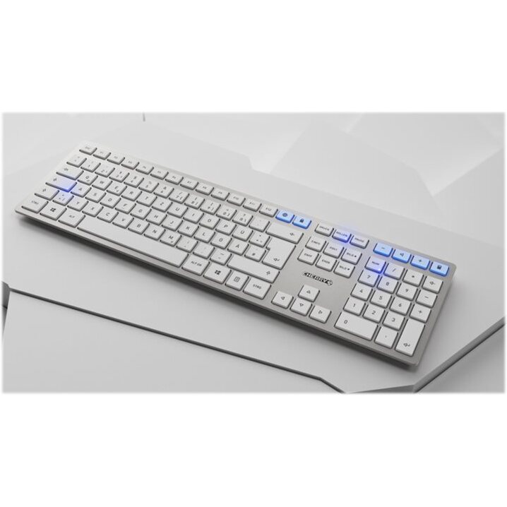 CHERRY DW 9100 SLIM clavier Souris incluse Universel RF sans fil + Bluetooth AZERTY Français Argent