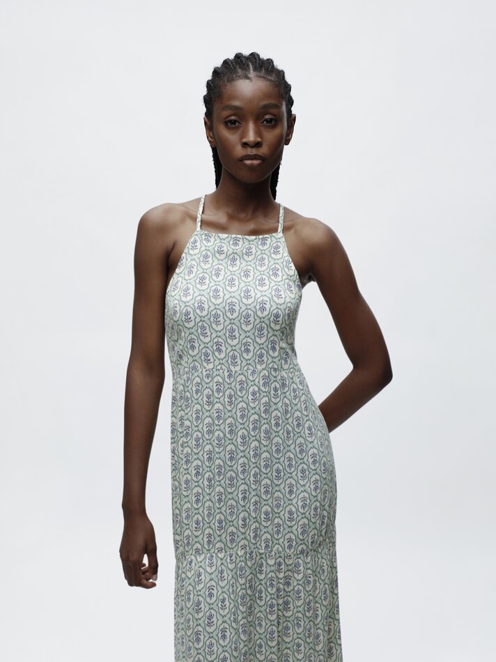 Vestido longo estampado - Verde