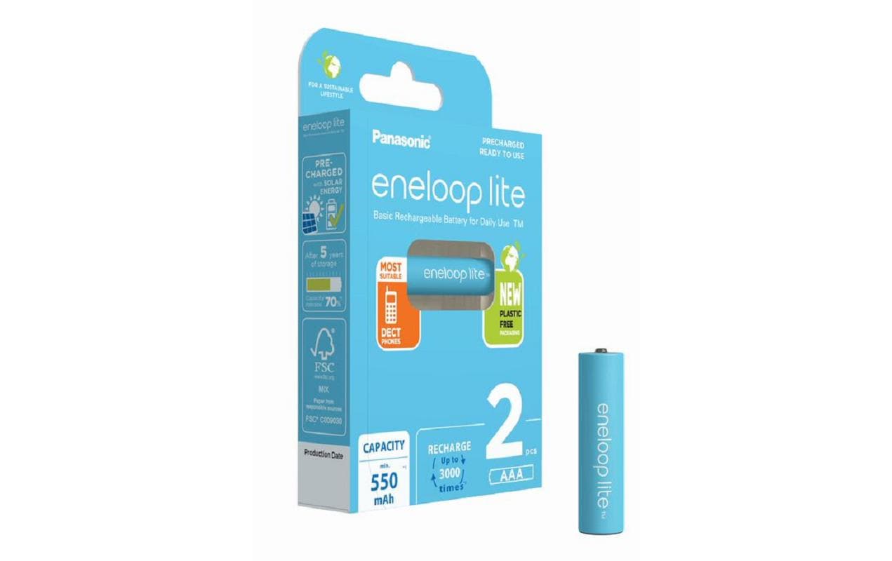 Akku Eneloop Lite BK-4LCCE/2BE NiMH AAA 550 mAh, 2 StückWiederaufladbare AAA-Batterien, sofort einsetzbar