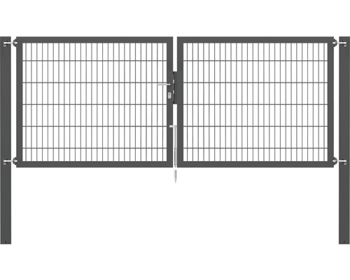 Dubbele poort van metaalgaas, ALBERTS Flexo Plus 8/6/8, 300 x 120 cm, inclusief palen 10 x 10 cm, antraciet