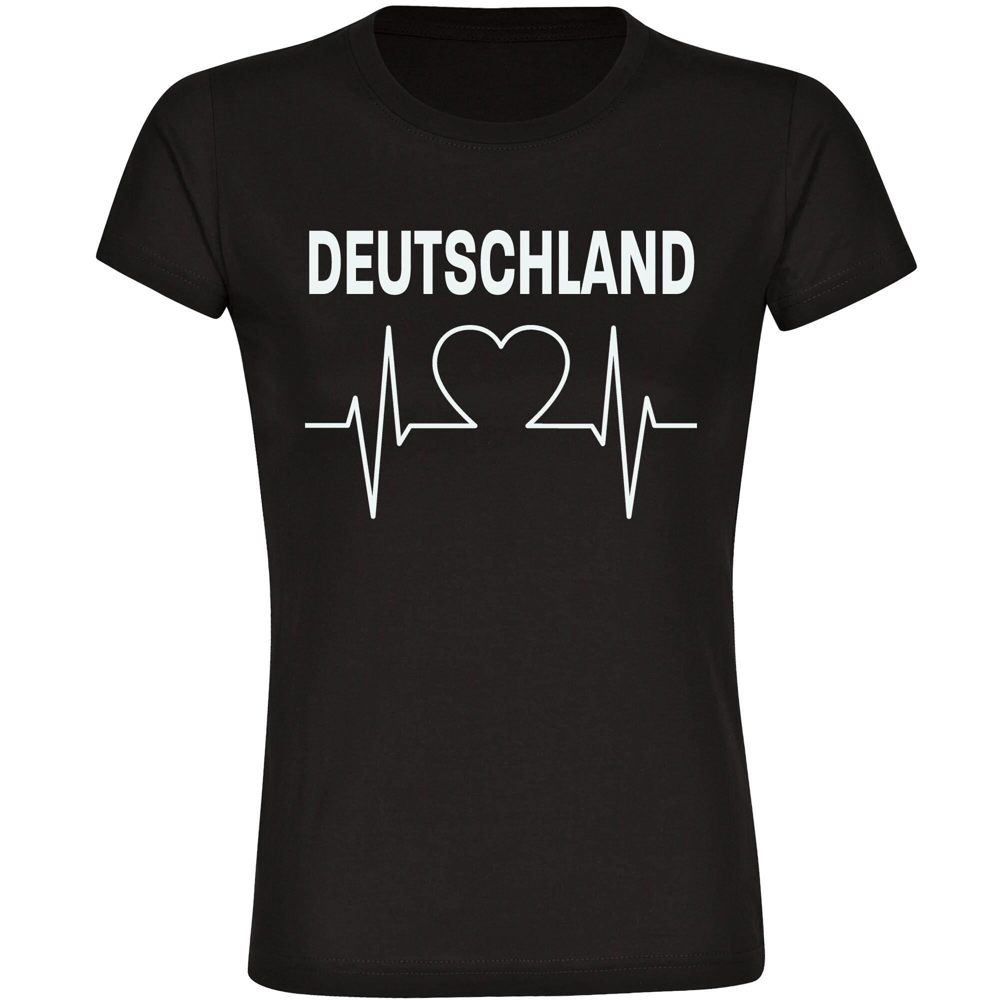 multifanshop® Damen T-Shirt - Deutschland - Herzschlag - Druck weiß