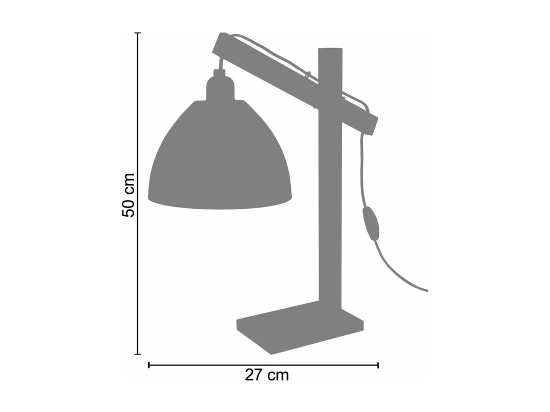Lampe de bureau articulé bois, métal aluminium 50 cm.