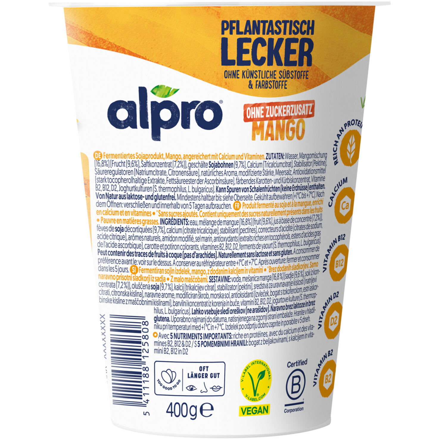 Alpro Soja-Joghurtalternative Mango ohne Zuckerzusatz