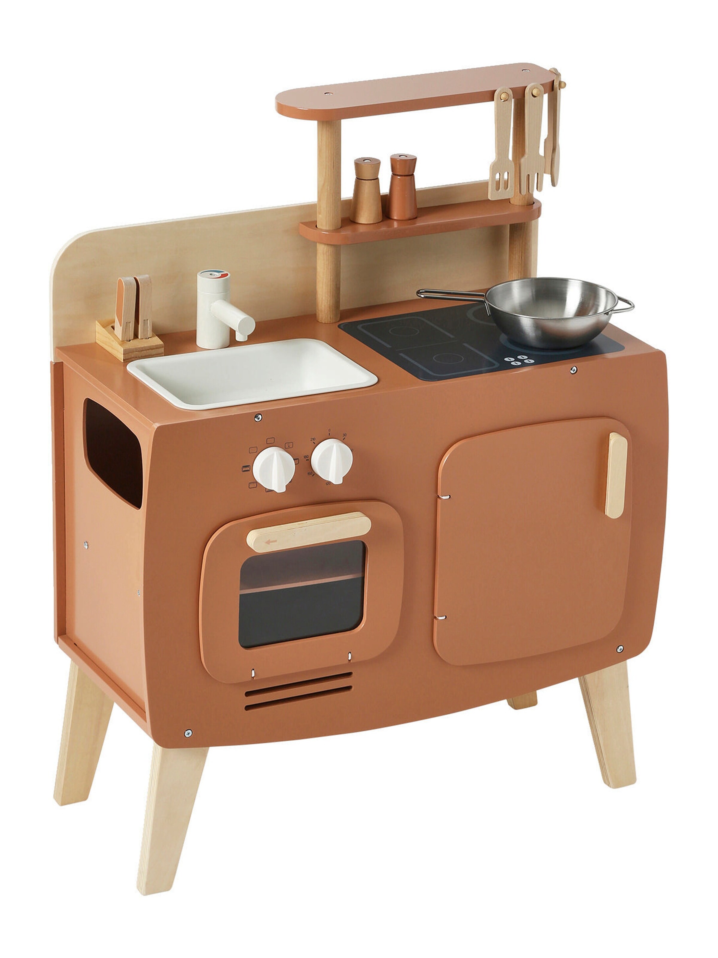Vertbaudet Retro-Spielküche, Küche aus Holz FSC® karamel/natur mini retro