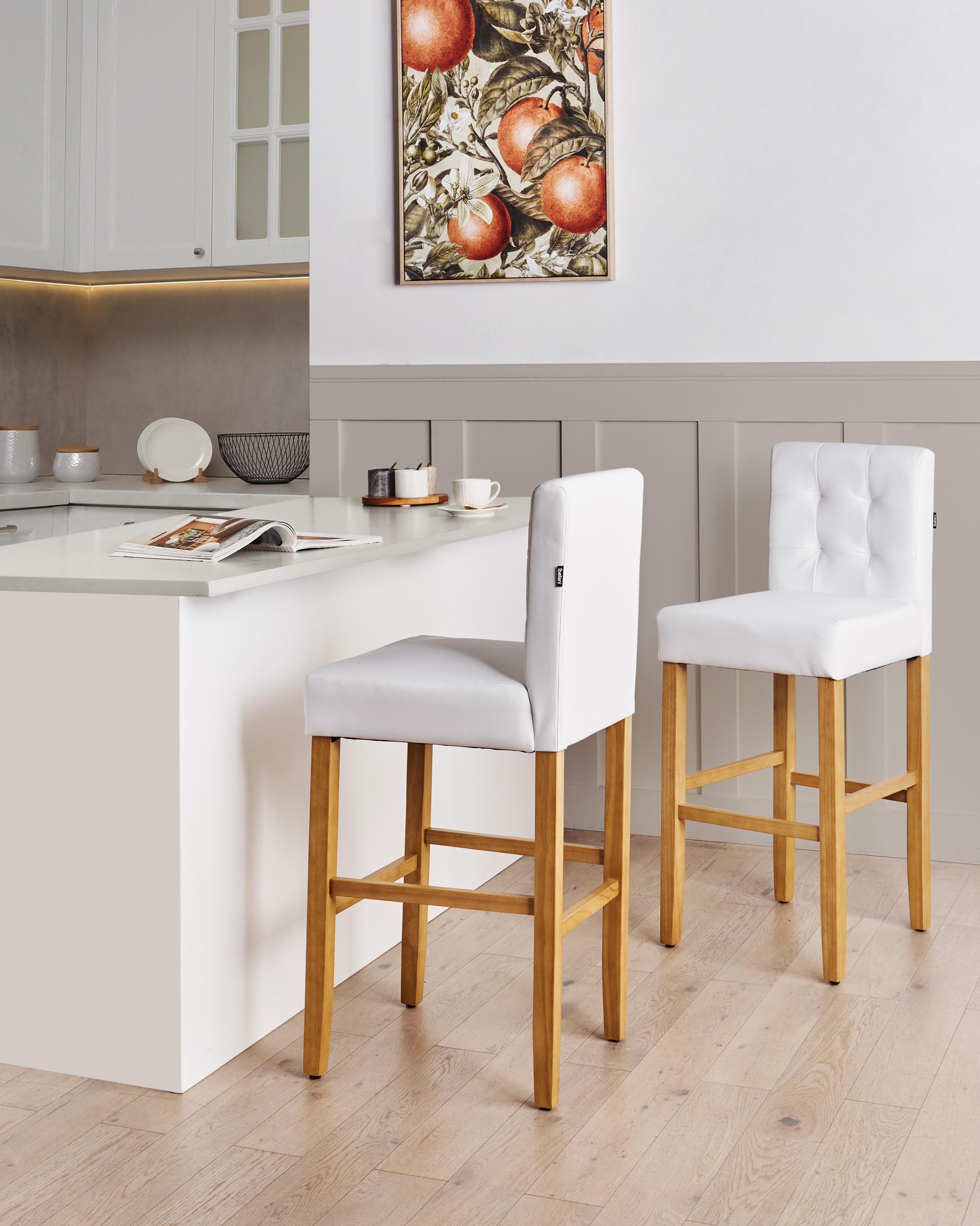 Set van 2 barstoelen MADISON Kunstleer Gebroken wit