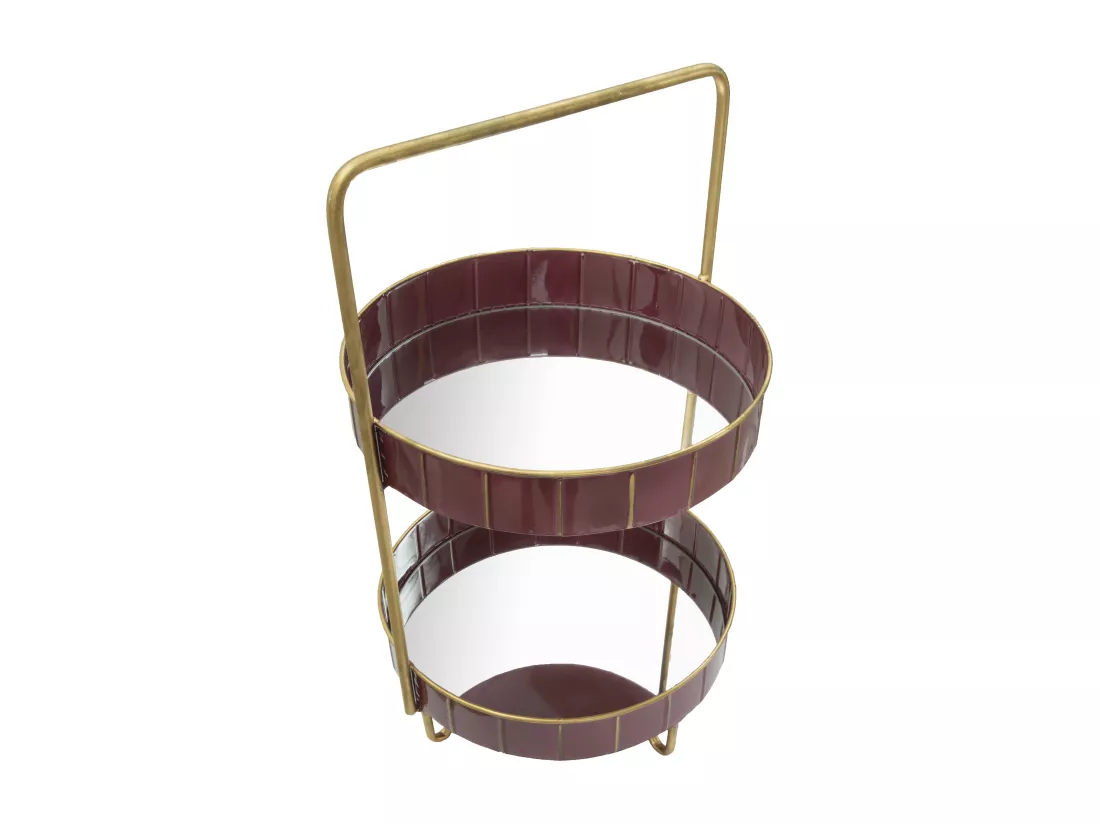 Porte-objets en métal violet avec 2 étagères 36,5x34,5x56,5 cm