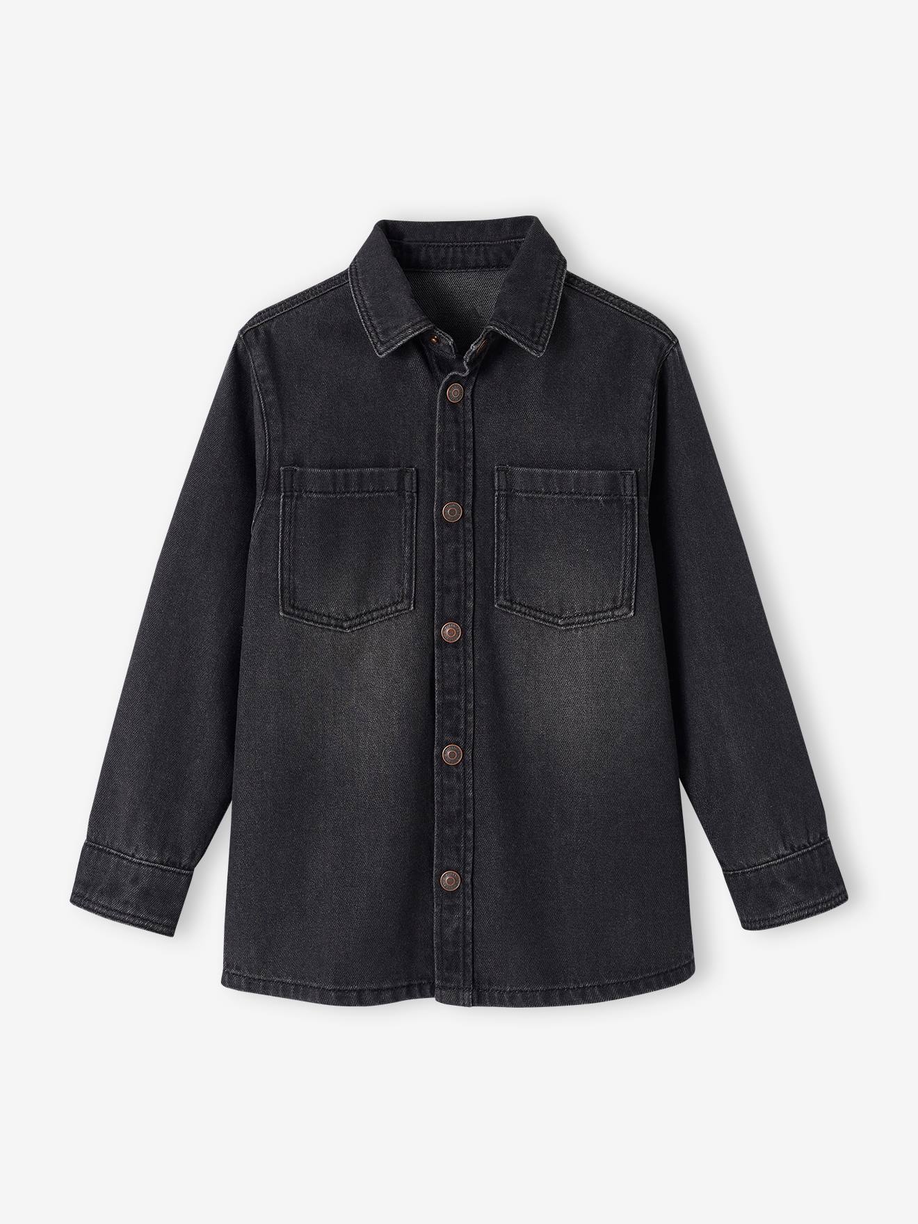 Camisa jeans para meninos, jeans preto