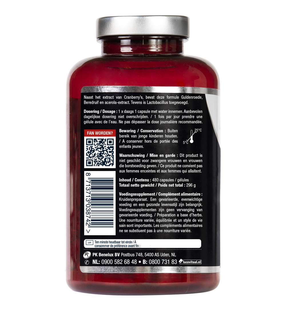 Lucovitaal Cranberry X-tra Lactobacillus (480 capsules)