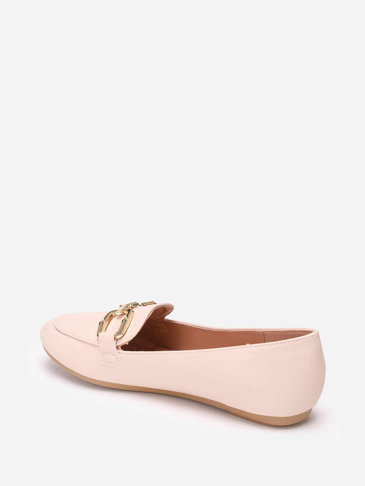 Mocassins plats à double boucles- Beige