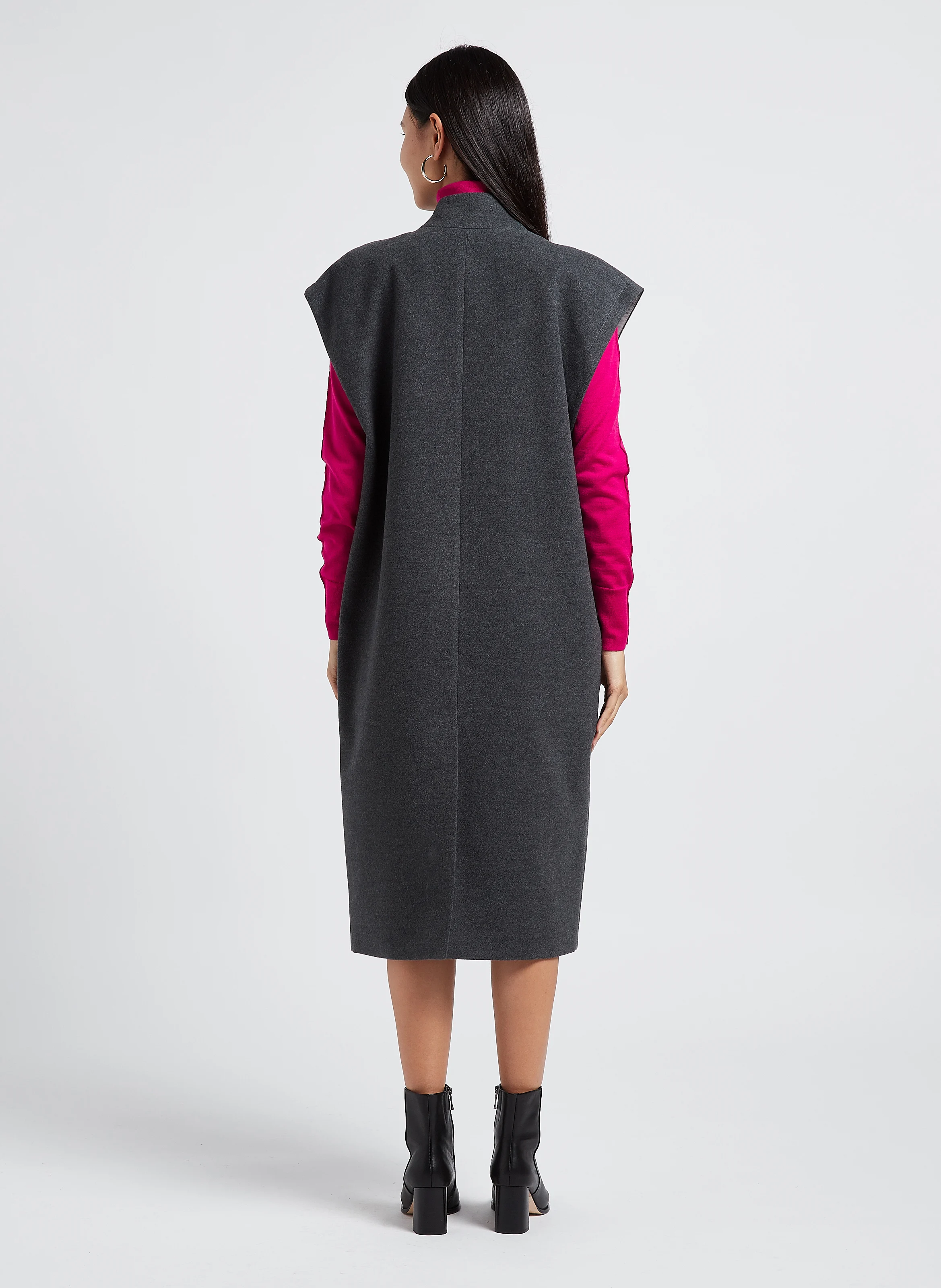 CHARLIE - Manteau col montant sans manches | Gris