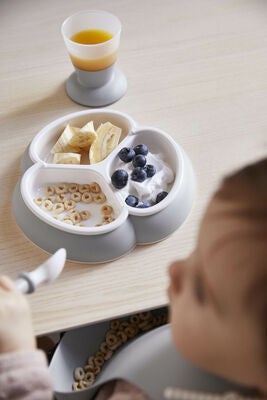 BabyBjörn Barnetallerken Skje & Gaffel 2-sett, Grå