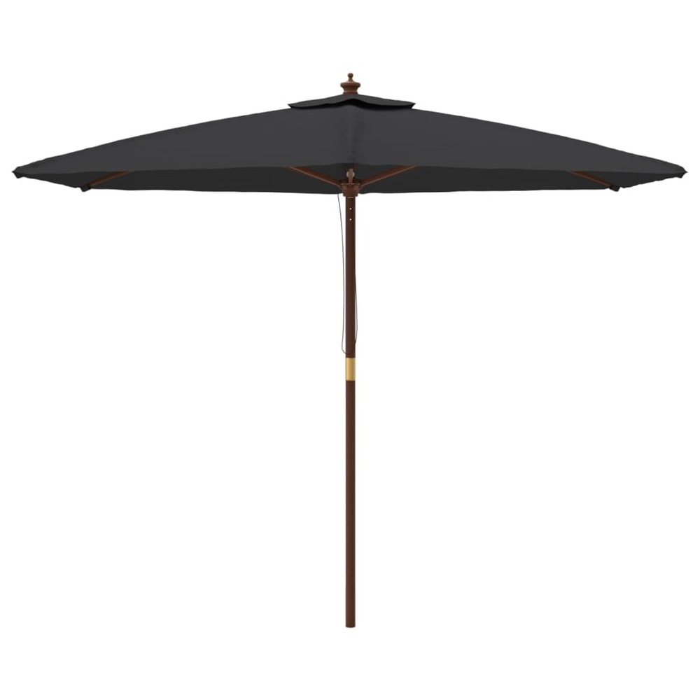 Parasol mobilier de jardin de jardin avec mât en bois 299 x 240 cm noir