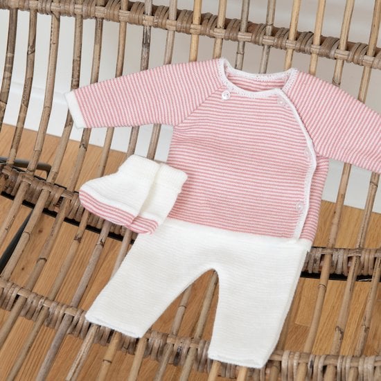 Ensemble milleraies   Ecru/Rose        0-1 mois   de               P'tit bisou