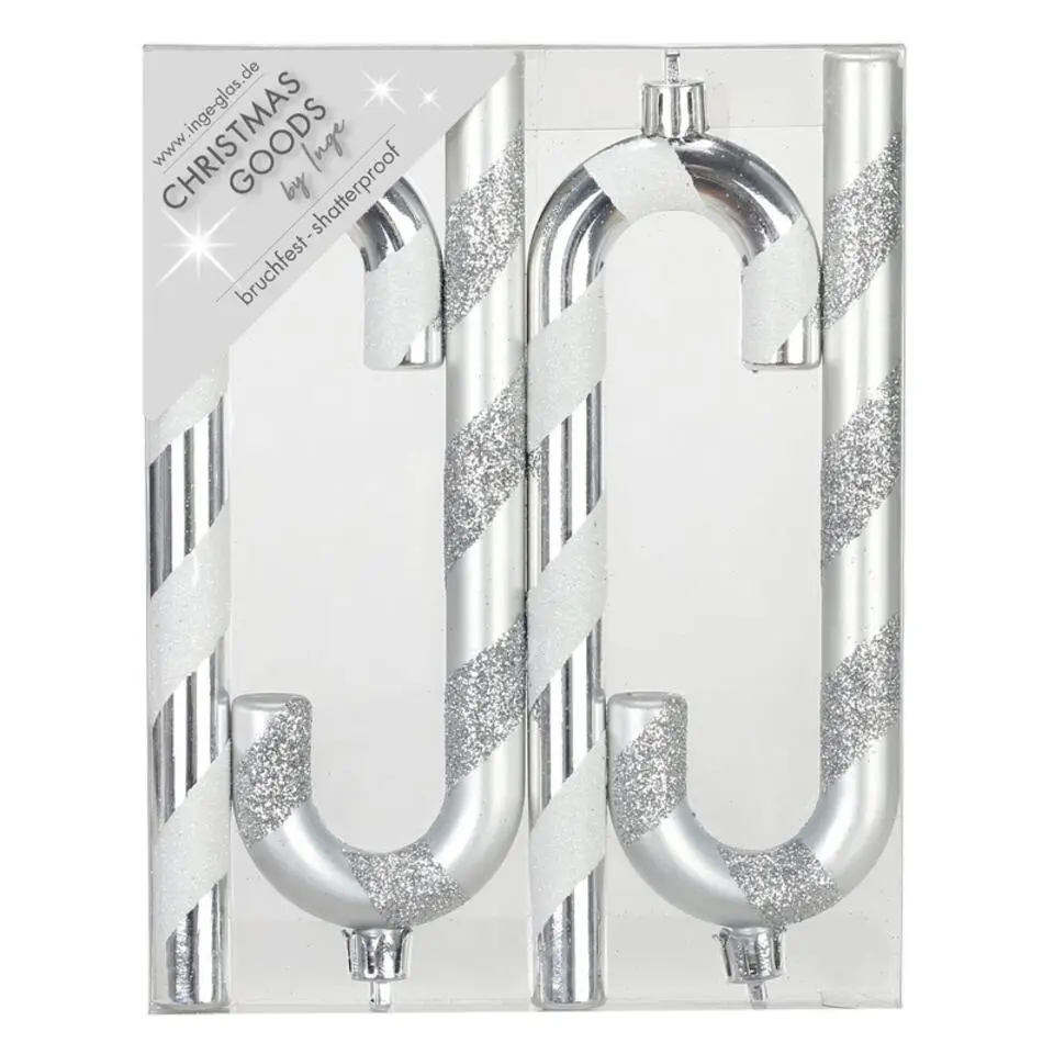 Inge goods Kersthangers - 4x - zuurstokken - zilver - 14 cm