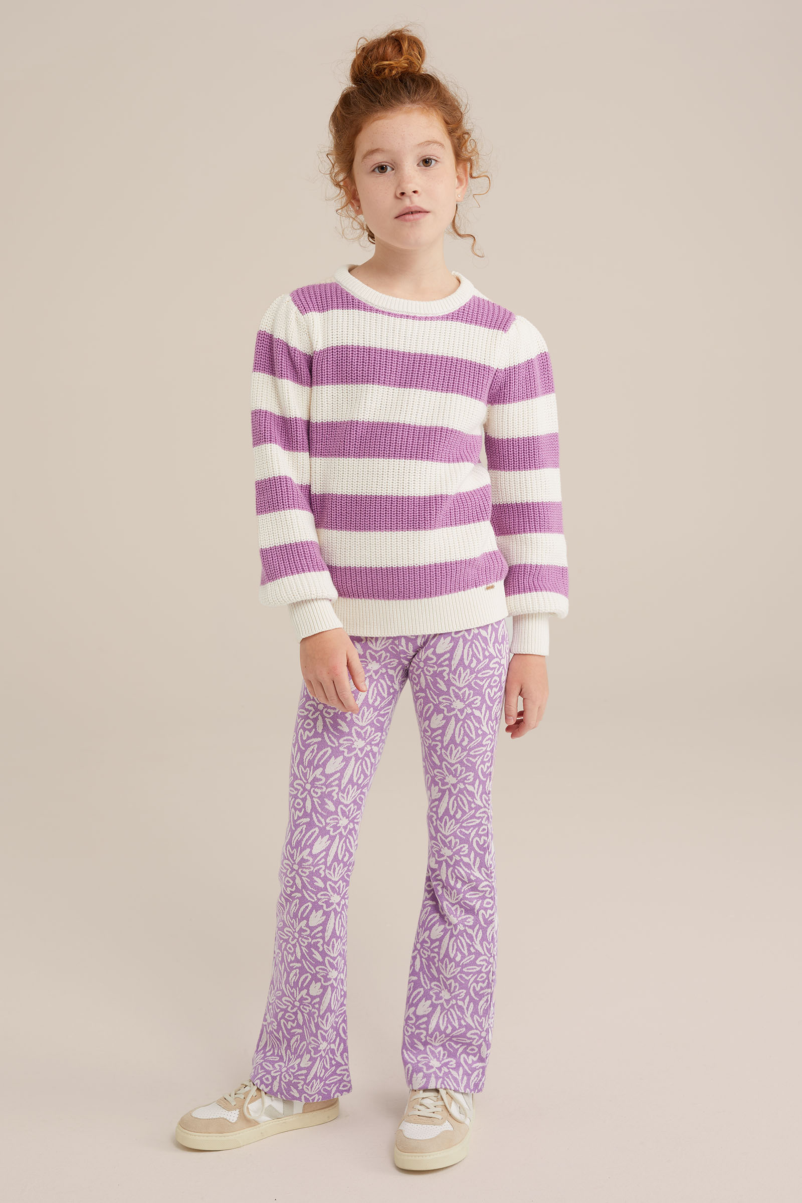 Meisjes flared legging met dessin WE Fashion Lila