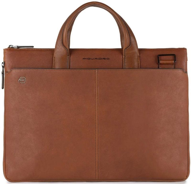 Piquadro - Black Square - Laptoptas - Zwart - Leder - 15.6