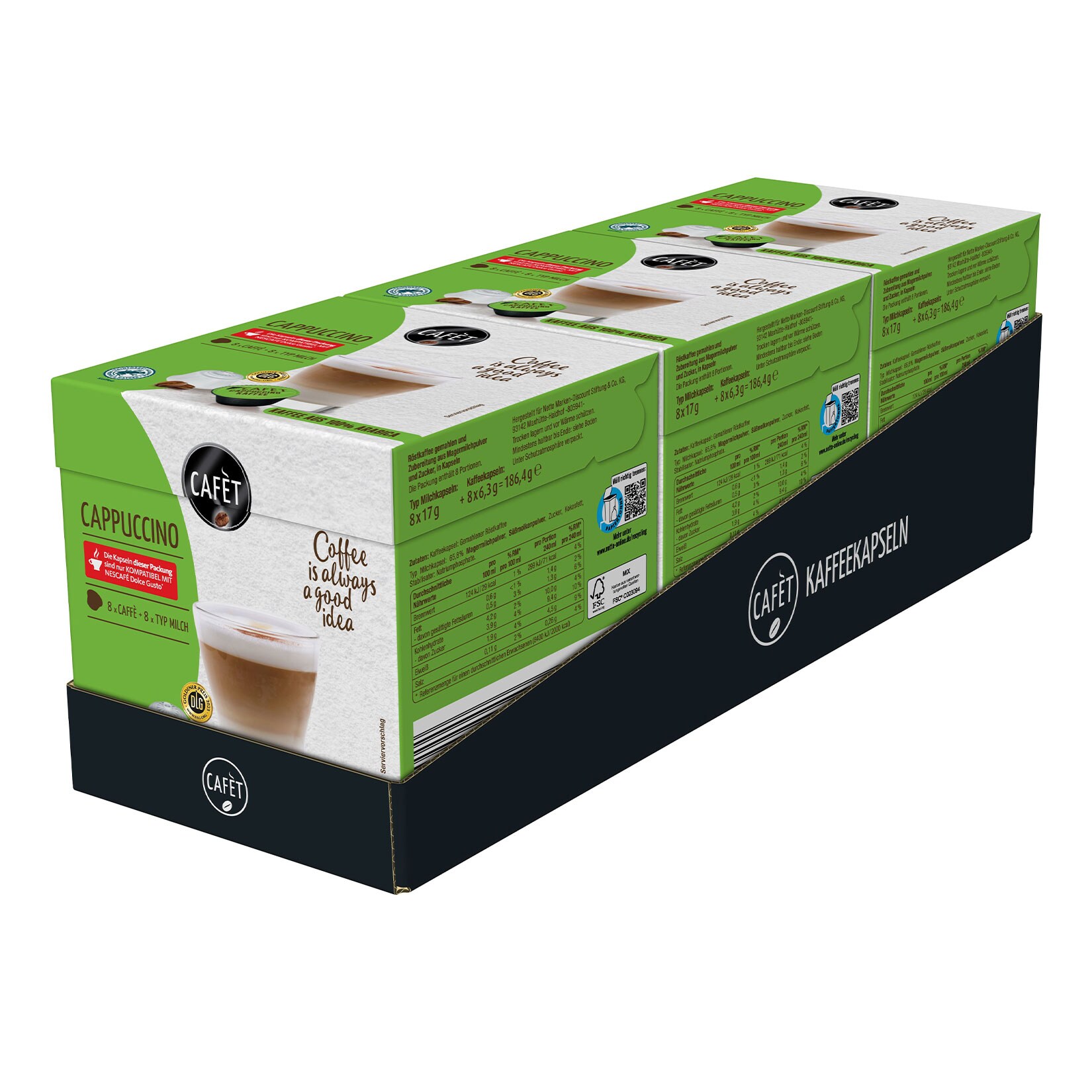 Cafet Cappuccino 16 Kapseln 186,4 g, 3er Pack
