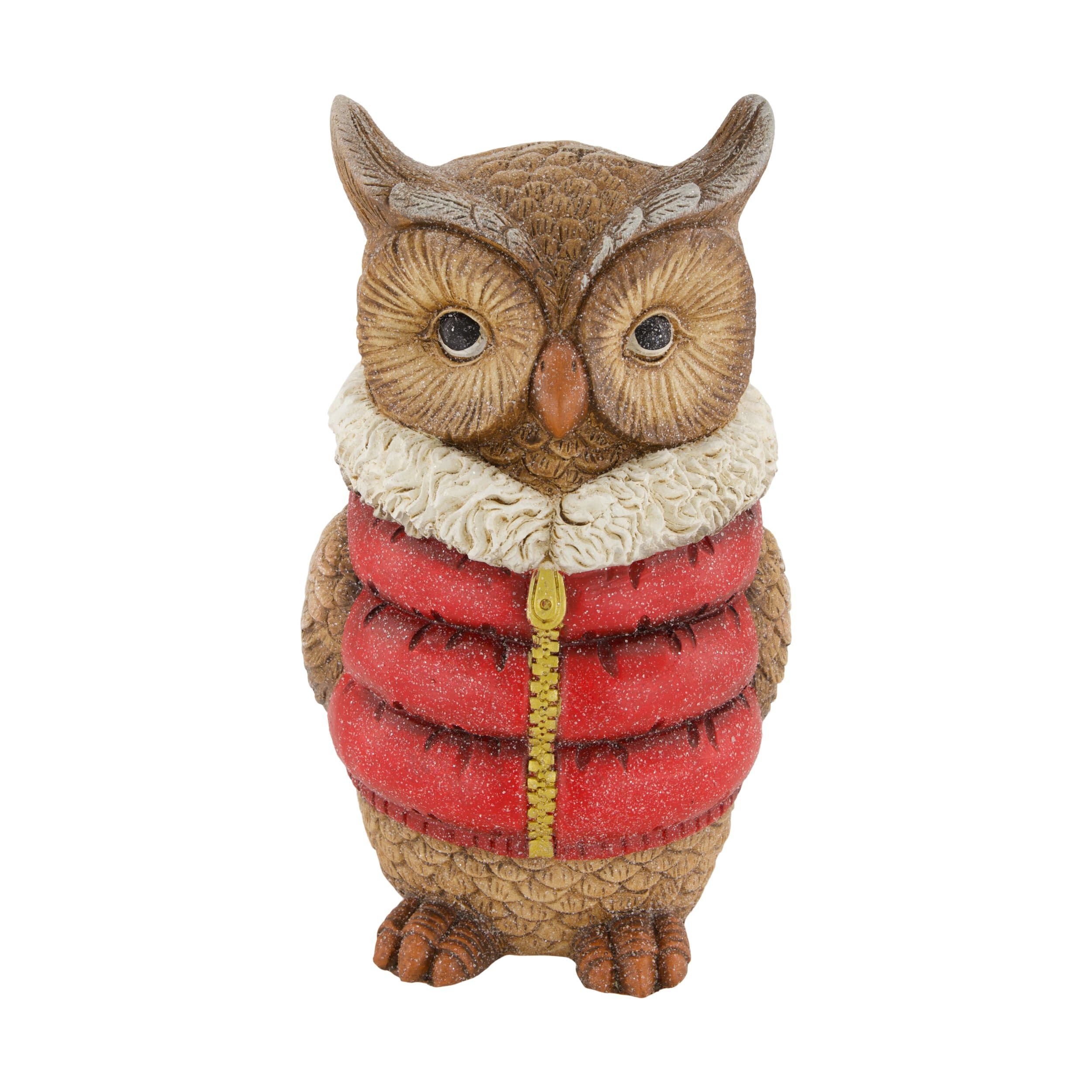 DNC Uil - Kerstfiguur - bruin/rood/wit - 35x19x21 cm