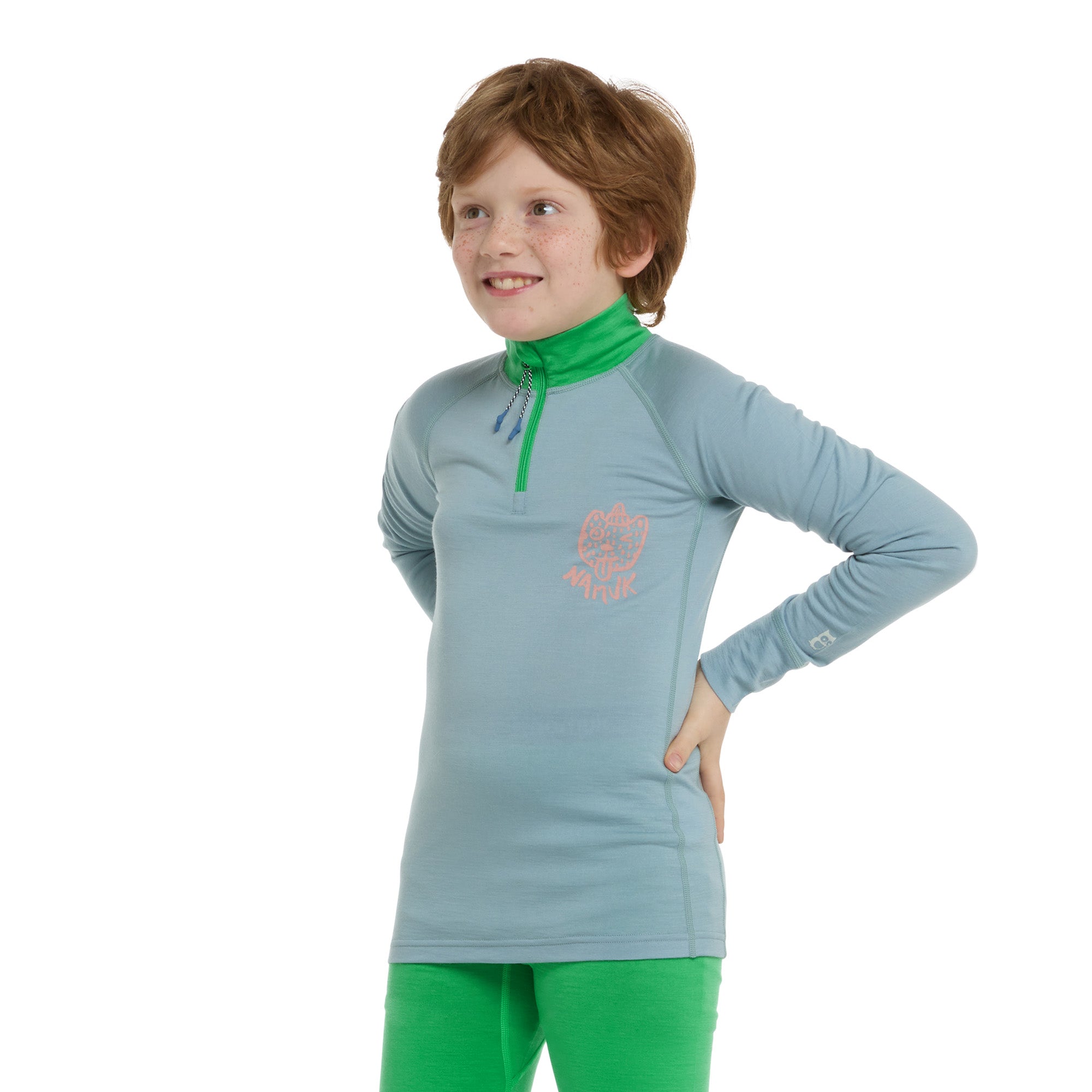 Langarmshirt  Half-Zip Ice Merino Honu Rasca blue / Rana green