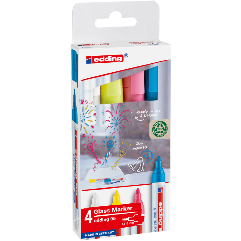 Edding Glasboard Marker 95, 4 Stück, assortiert
