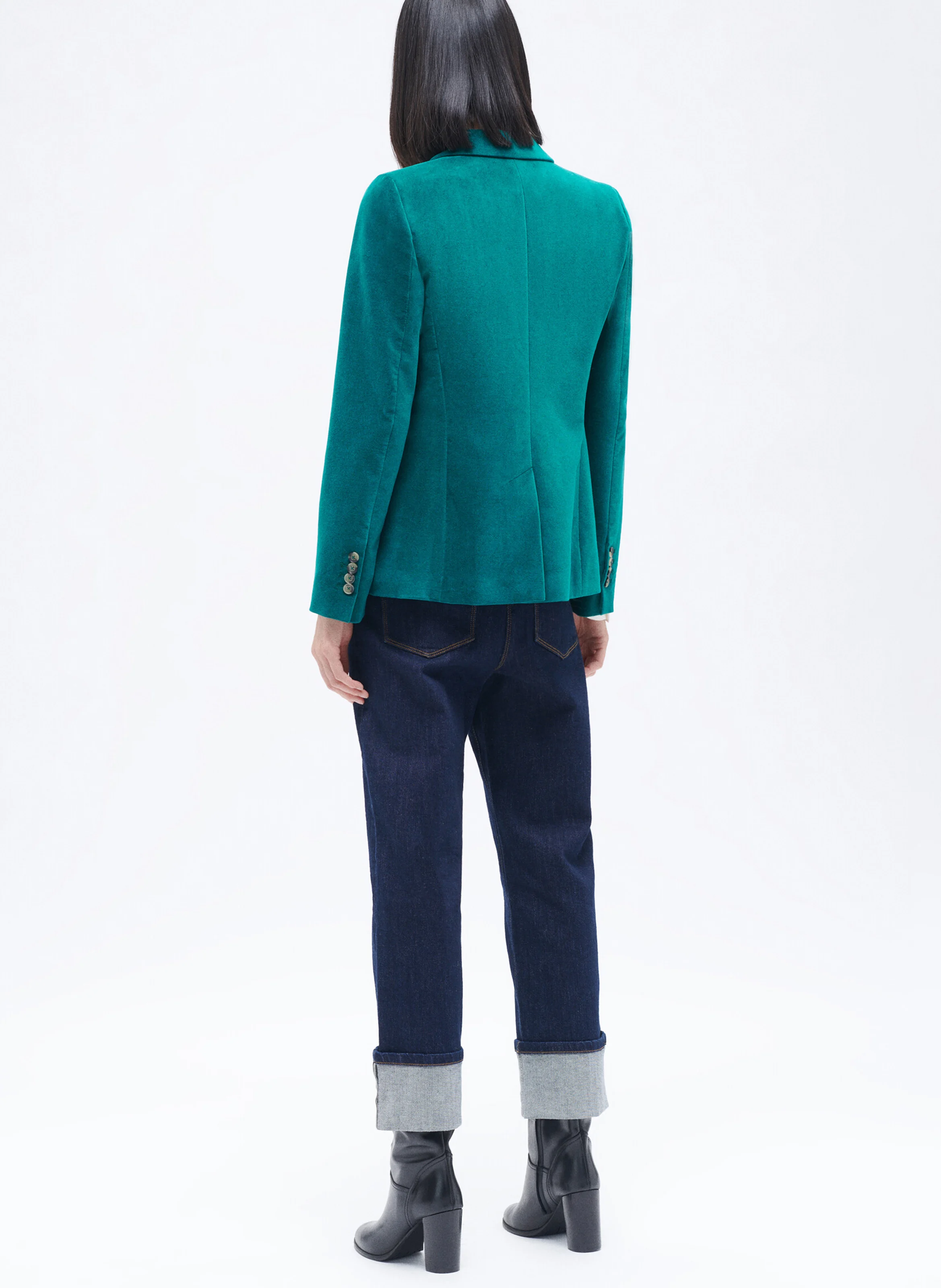 AURORAB - Veste de tailleur en coton aspect velours | Bleu