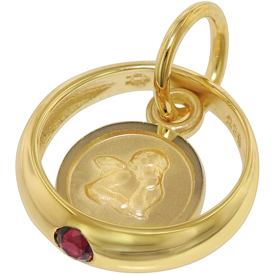 trendor Taufring Rubin Engel Gold 585  14 K mit vergoldeter Silberkette gold