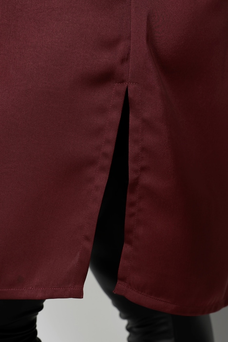 Long-Tunika, Satin, Pailletten-Brusttasche, Langarm