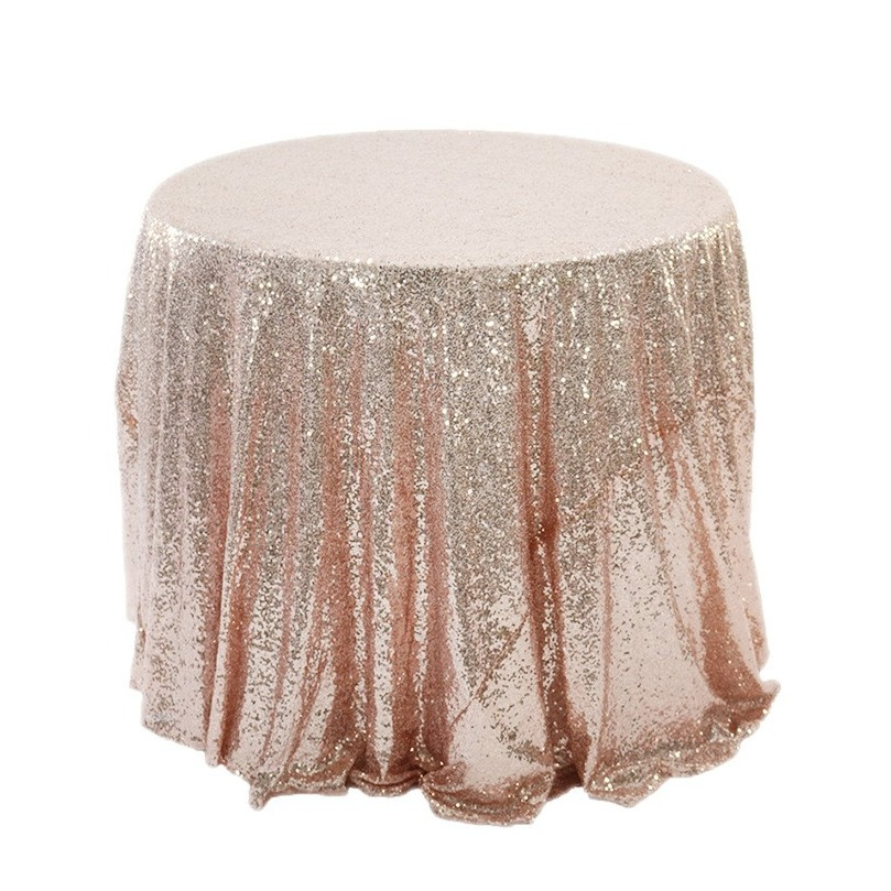 (Ø80cm) Glitzer Tischdecke Party Dekoration Pailletten Tisch Tuch - Roségold